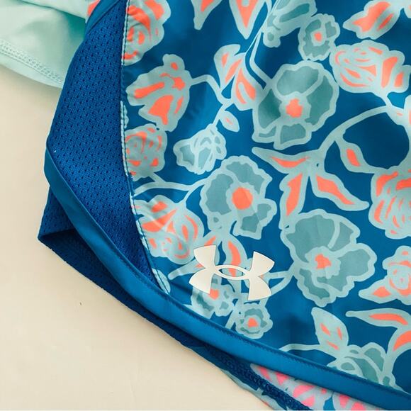Under Armour | Fly By Shorts Aqua Floral Drawstring NWT L - Picture 3 of 9